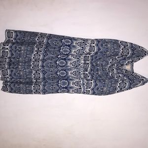 Blue Patterned Tank Top Romper